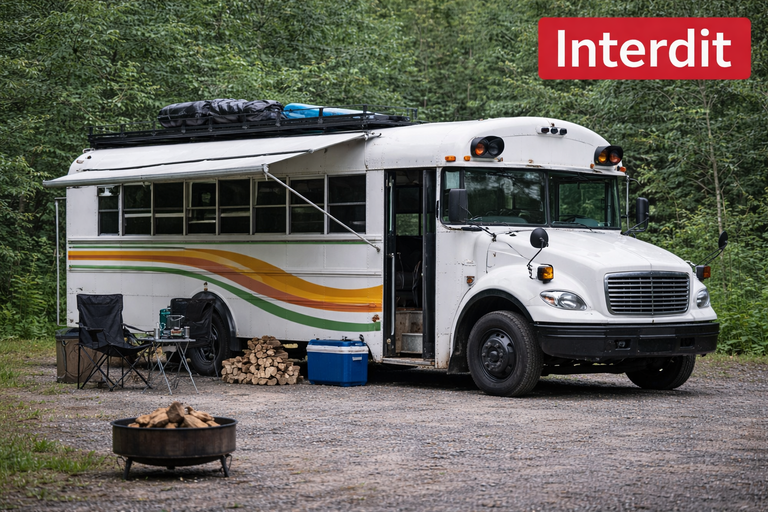 Autobus campeur interdit