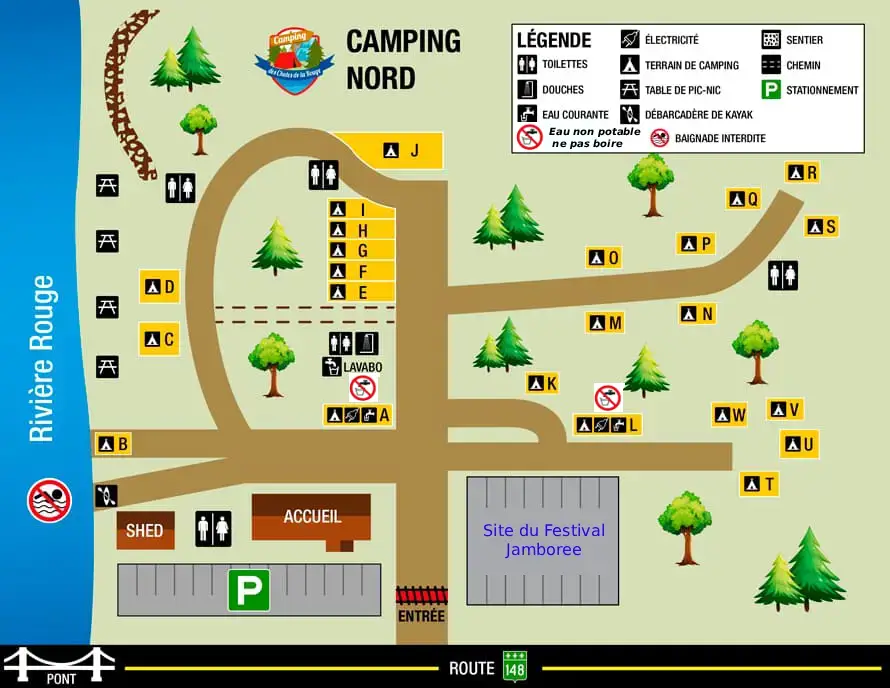 Carte du site et zones importantes